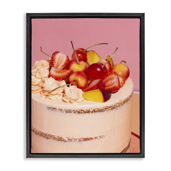 Stupell Industries Contemporary Strawberry Fruit Cake Black Floating Frame Canvas Art, 17 x 21, by LISH Creative