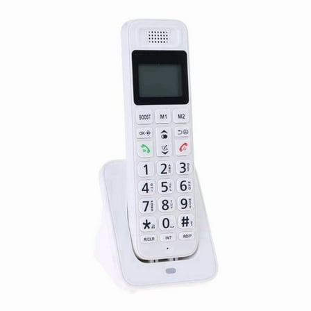 D1018 Telephone Business Office Home Handheld Digital Wireless Telephone Low Radiation with LCD Display US Plug White,1 x Telephone landline,White