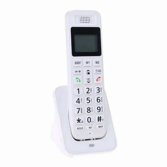 D1018 Telephone Business Office Home Handheld Digital Wireless Telephone Low Radiation with LCD Display US Plug White,1 x Telephone landline,White