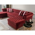 thumbnail image 6 of Portofino Maroon Velvet Double Chaise Sectional, 6 of 16