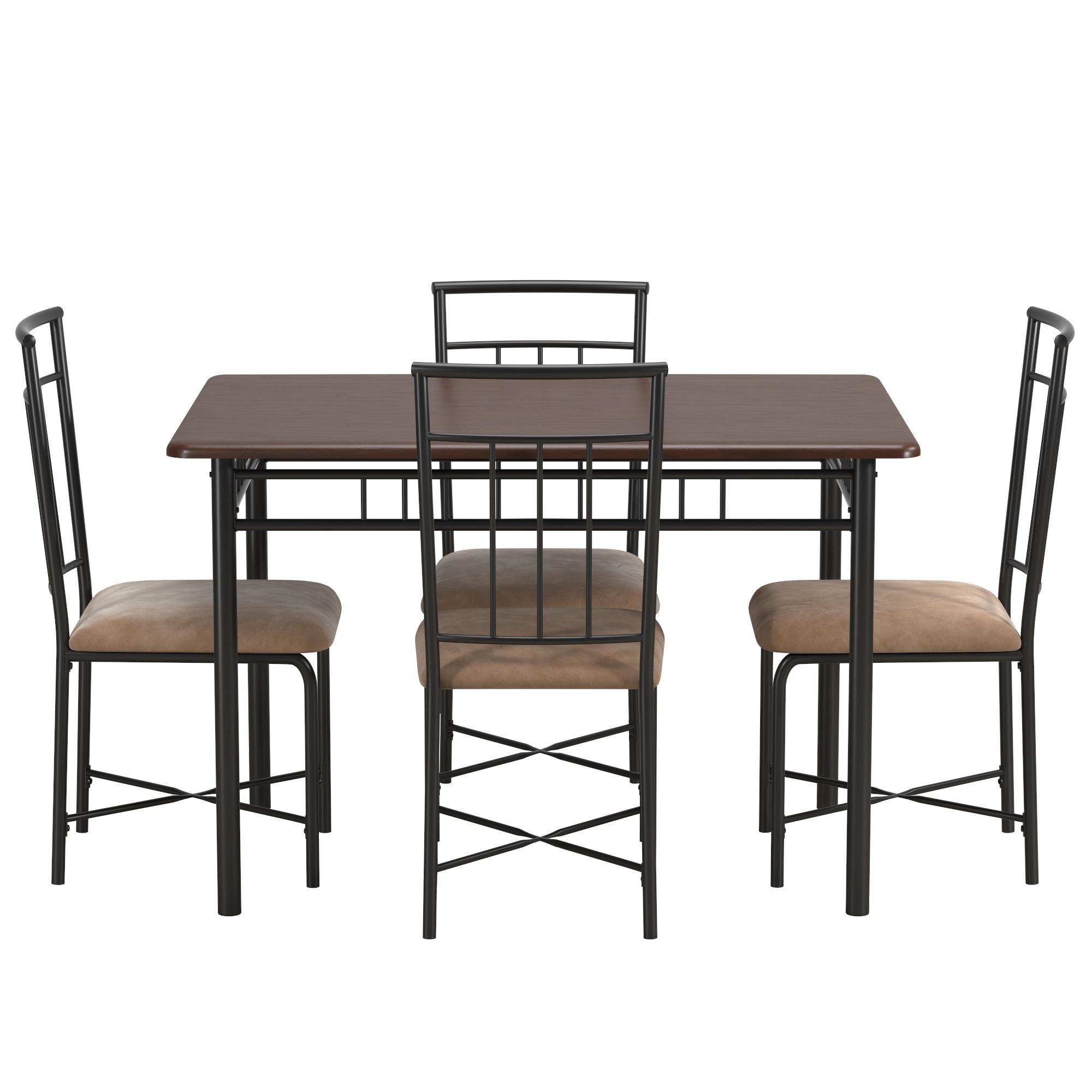 Mainstays Louise Traditional 5-Piece Wood & Metal Dining Set, Deep Walnut - image 5 of 22