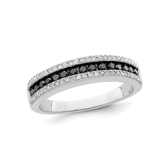 1/2 Carat (Ctw) Black and White Diamond Band Ring in Sterling Silver for Women