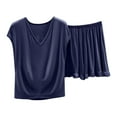 thumbnail image 1 of Timegard Summer Outfits for Women Lightweight Soft Loungewear V Neck Shorts Loose Solid Color Pjs Sets, 1 of 7