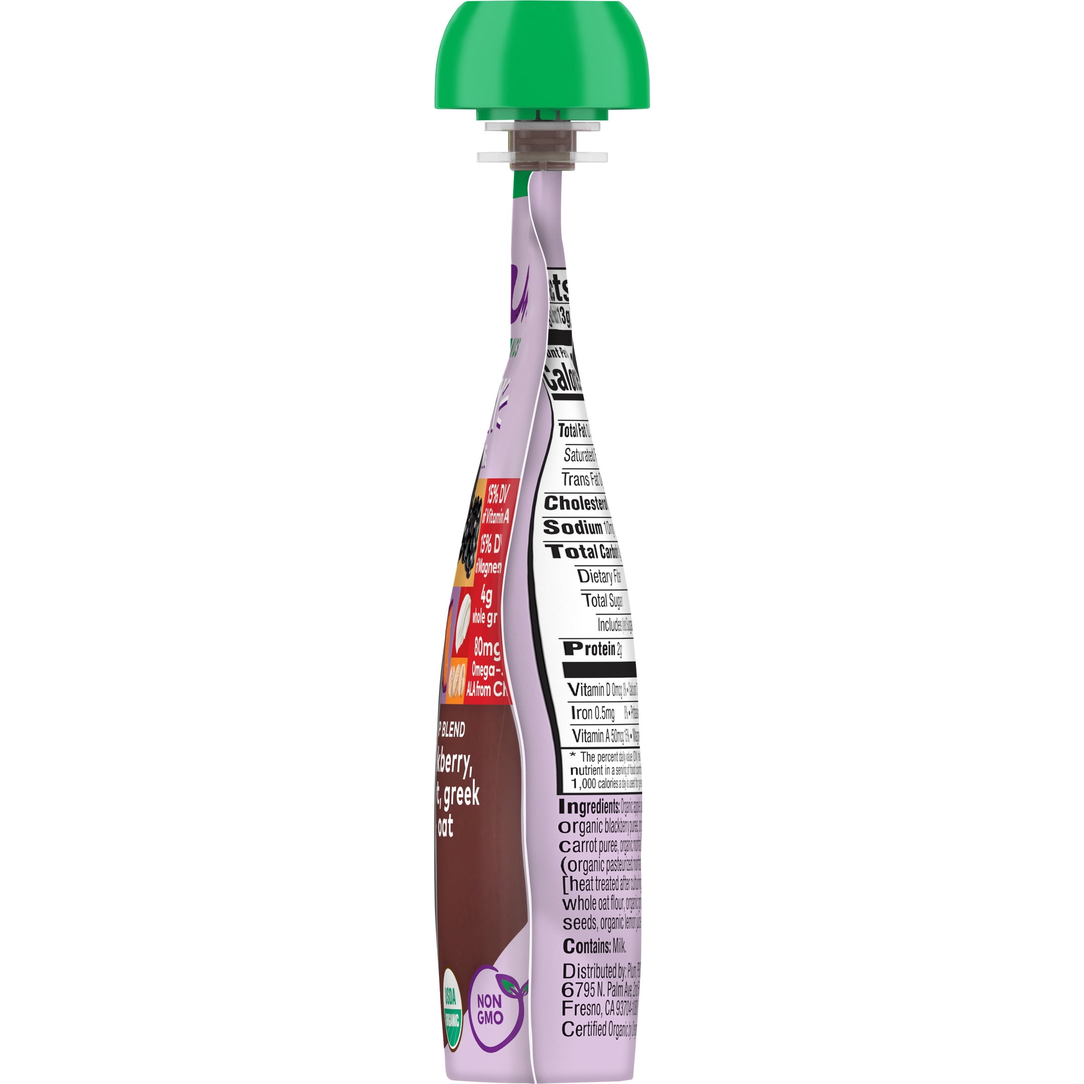 Plum Organics® Tots Mighty Morning 4 Food Group Blend Apple, Blackberry, Purple Carrot, Greek Yogurt + Oat 4oz Pouch
