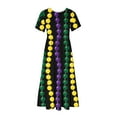 thumbnail image 4 of Robes pour Femmes 2024 Été Oversize Mardi Gras Imprimé Carnaval Manches Courtes Col Rond Robe Décontractée Fluide à Étages Maxi Robe de Plage avec Poches 50 % de Réduction Liquidation!, 4 of 6