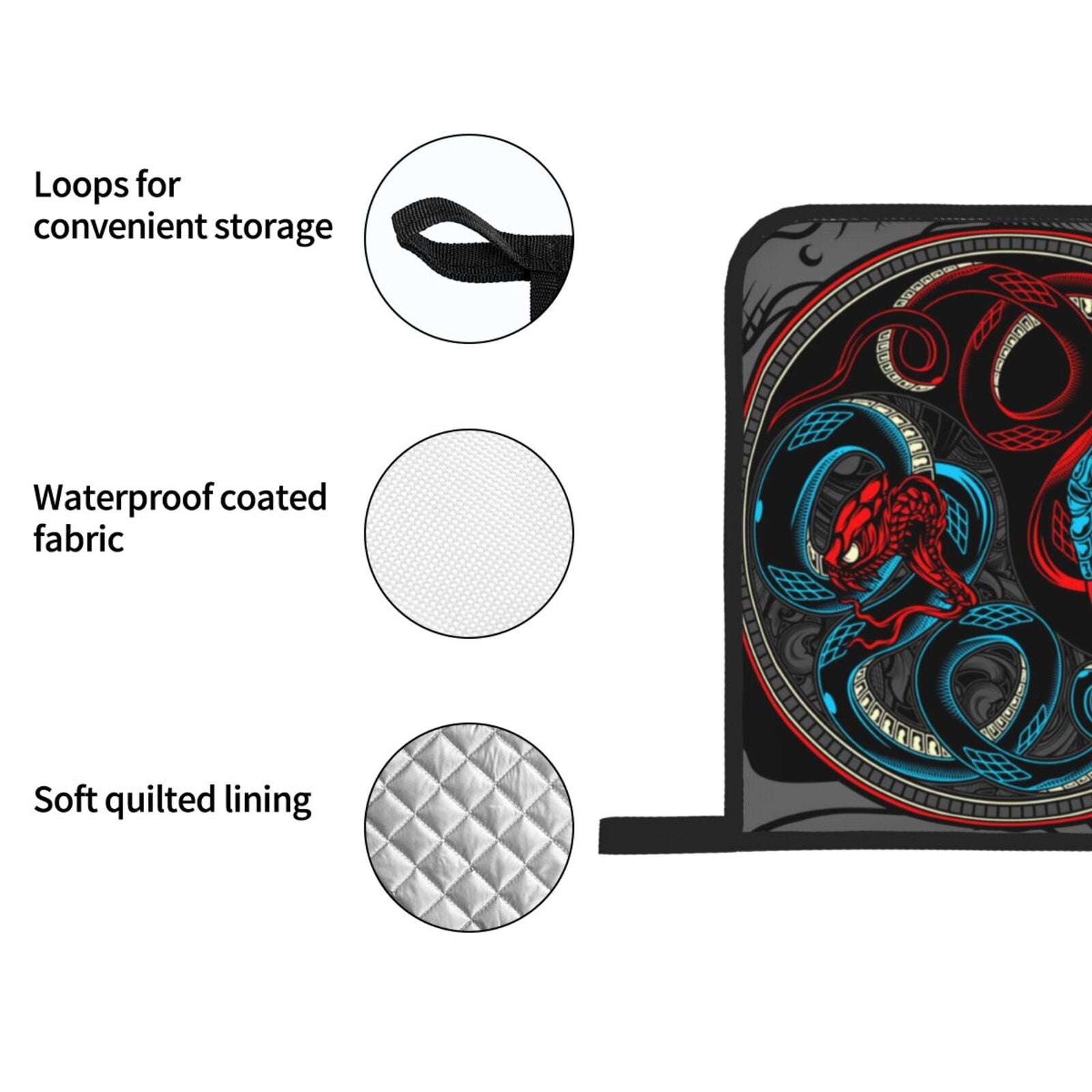 Satan Snake Ying Yang 4Pcs Oven Mitts and Pot Holders Sets Oven Kitchen Gloves Hot Pads for Cooking BBQ Baking Grilling