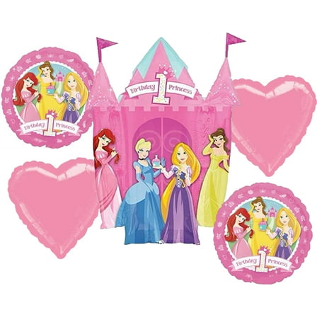 Disney Princesses 1st Birthday Balloon Bouquet Combo Mylar Foil Balloon