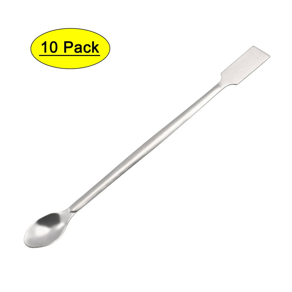 Uxcell 175mm 2 in 1 Double Head Stainless Steel Micro Lab Sampling Spoon 2 Pack