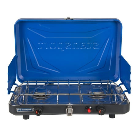 UPC: 0011319257528 | Stansport 2-Burner Propane Camp Stove with Drip Pan and Piezo Igniter