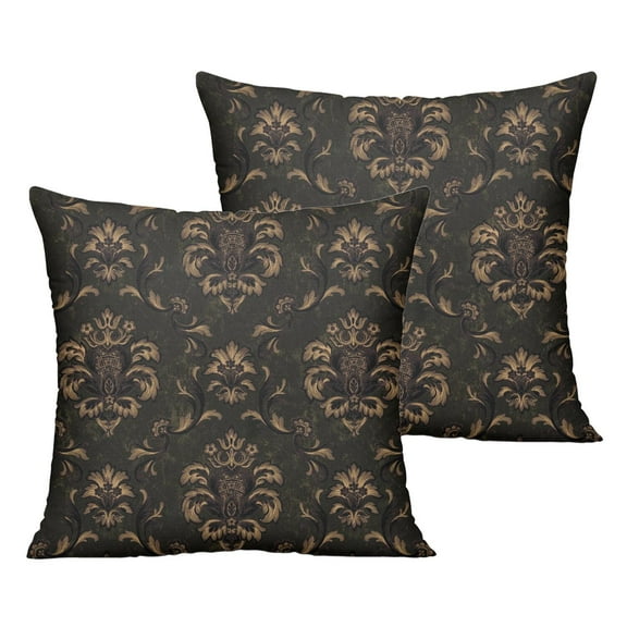 Outdoor Throw Pillow Covers 20x20 Inch Waterproof Spring Summer Black Gold Baroque Outdoor Pillow Covers for Patio Funiture Garden Couch