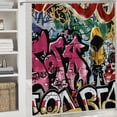 thumbnail image 6 of Orinice Graffiti Paint Bathroom Decor Set Colorful Luxurious Graphic Print Polyester Fabric Fashion Shower Curtain Set with Hooks 69x72, 6 of 7