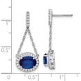 thumbnail image 4 of 14K White Gold Oval Created Sapphire And Diamond Dangle Earrings (Width 11) (Length 29.2) - Jbsp, 4 of 5