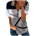 thumbnail image 1 of Birdeem Mode Femmes Été Col en V Manches Courtes Imprimé Fermeture Éclair T-Shirt Blouse Décontractée, 1 of 6