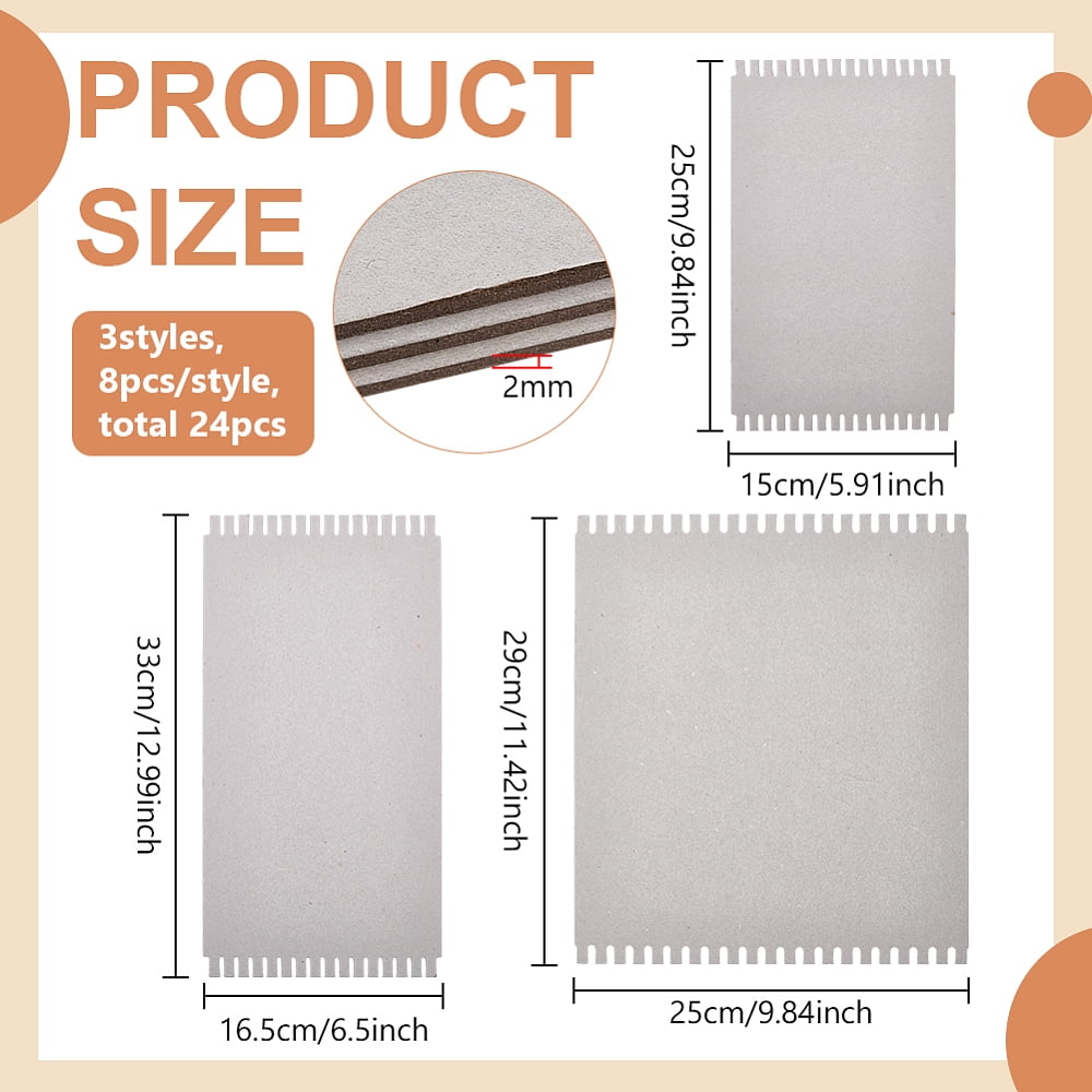24Pcs 3 Styles Cardboard Weaving Looms Weaving Auxiliary Boards Knitting Tools Rectangle Gray 25~33x15~25x0.2cm 8pcs/style diy
