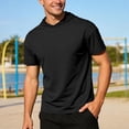 thumbnail image 3 of Hooded T Shirts for Men Summer Solid Casual Crew Neck Short Sleeve Mens T-Shirts Sports Top, 3 of 6