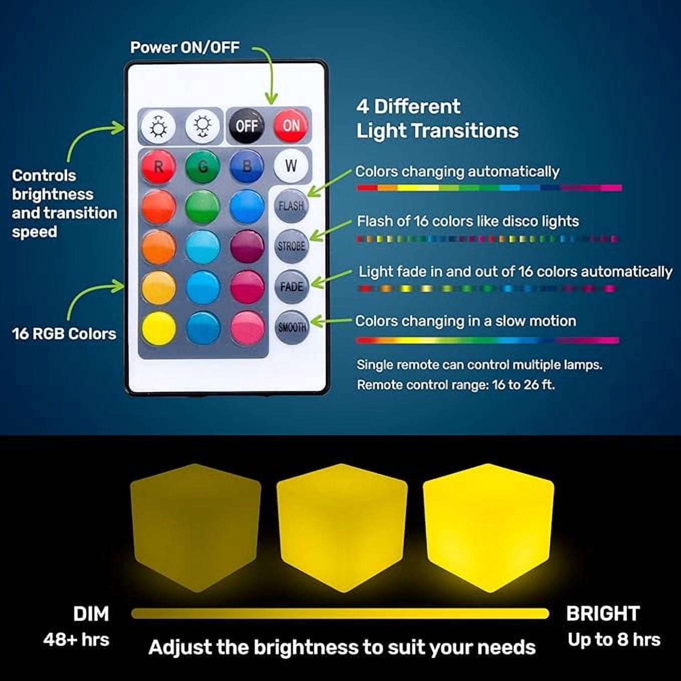 Hullaballoo 20-Inch LED Light Cube Decorative Glow Furniture Waterproof Rechargeable Adjustable RGB Color Changing w/Remote for Party Lamp Night Romantic Indoor Outdoor Lighting