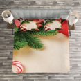thumbnail image 3 of Ambesonne Christmas Quilted Bedspread Set 3 Pcs, Cinnamon Candy Cane, King Size, Multicolor, 3 of 3