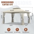 thumbnail image 3 of COOS BAY 13x11 Patio Outdoor Gazebo with Mosquito Netting, Two-Tier Canopy Tent with Screen Wall for Backyard, Lawn and Garden, Beige, 3 of 9
