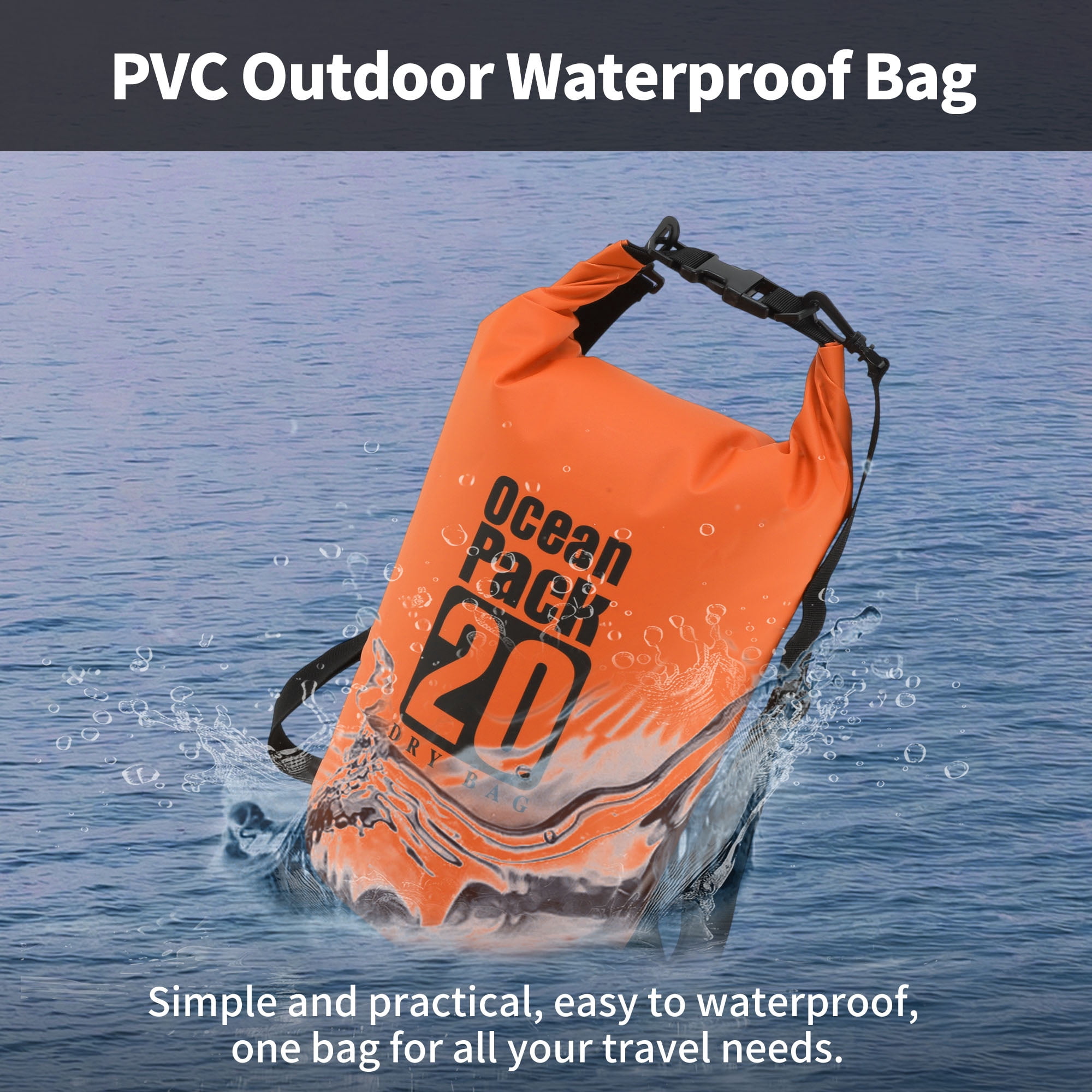 Unique Bargains Durable Waterproof Dry Bag Orange Pattern 3