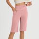 thumbnail image 2 of Pantalones de Yoga de Cintura Alta para las Mujeres Color Sólido Cadera Bolsillos Elásticos Medio Pantalones Cortos, Pantalones Deportivos de Fitness, Poliéster Toda la Temporada, 2 of 6