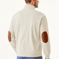 thumbnail image 6 of Fengyings Clearance Mens Shawl Collar Pullover Sweaters V Neck Button Down Cable Knit Sweater Tops, 6 of 7