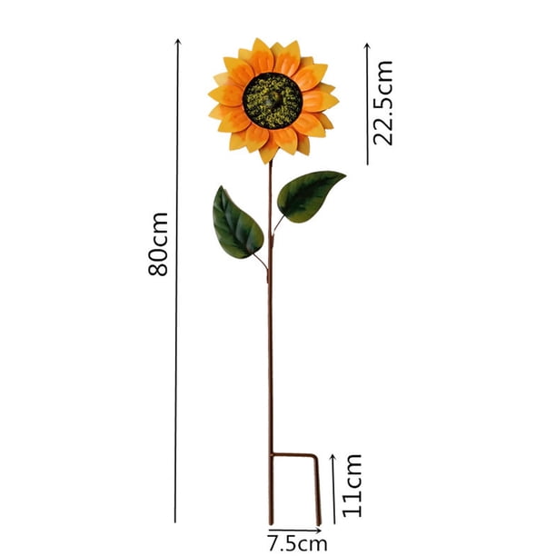 Spinner De Viento De Girasol Molinos de viento de girasol decorativos de hierro, manualidades de arte de patio, regalo de vacaciones para jardín Hugtrwg Libre de BPA