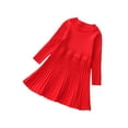 thumbnail image 1 of Odeerbi Niñas Suéter Plisado Vestido Punto Princesa Niños Color Sólido Cuello Redondo Vestido Manga Larga, 1 of 6