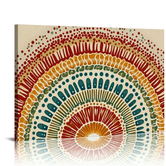 Shadudu Boho Sun Canvas Wall Art Set, Mid-Century Modern Wall Decor, Minimalism Bohemian Wall Painting, Abstract Geometric Pattern Art Print for Living Room, Bedroom, Office 36x24in