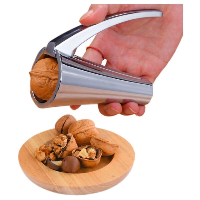 cascanueces, se adapta a todas las nueces, mínimo esfuerzo para romper cáscaras duras, sin cáscaras voladoras y sin pellizcos en los dedos, plateado.
