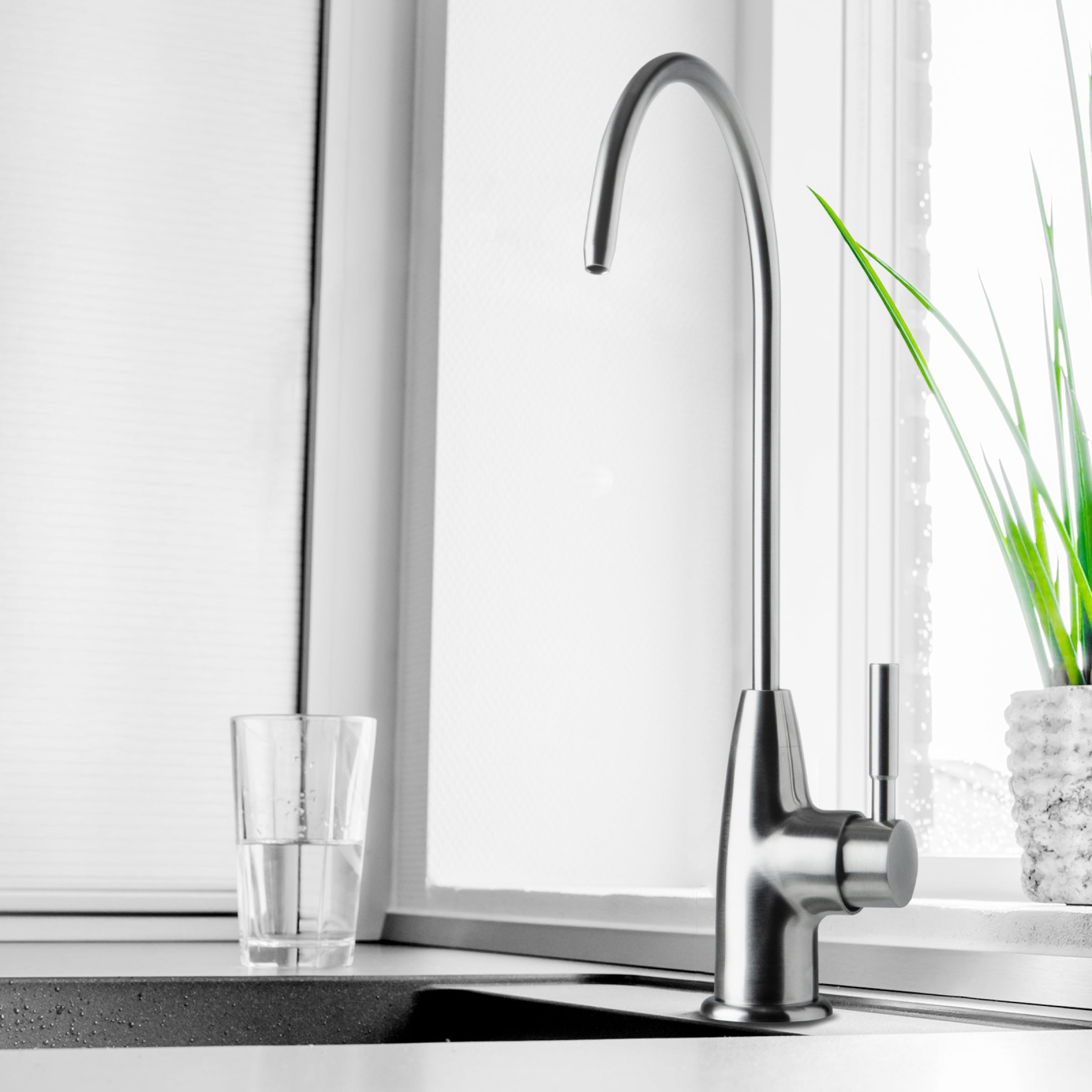 iSpring GA1-HSBLK High-Spout Reverse Osmosis Filtration Drinking Water Faucet Lead-Free, Premium Stainless Steel 304 Body, Matte Black Finish
