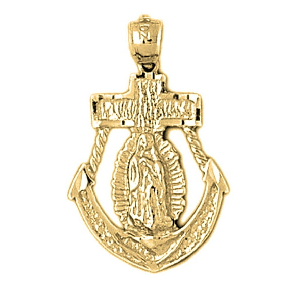 18K Yellow Gold Mariners Cross/Crucifix Pendant - 29 mm