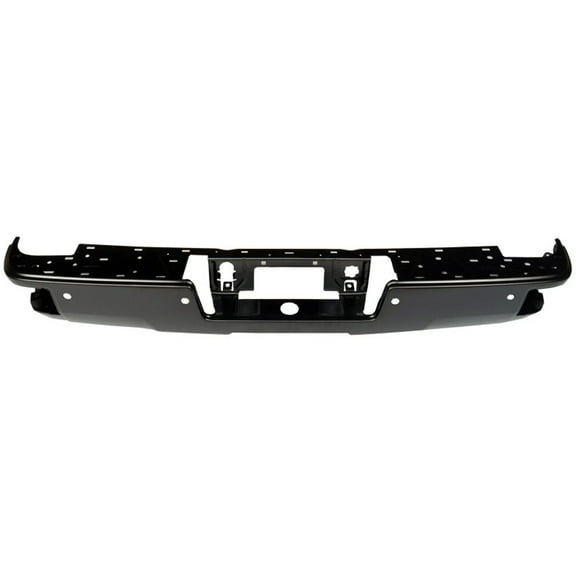 REAR STEP BUMPER FACE BAR; BLACK/PAINT TO MATCH; FOR USE WITH CORNER  STEP; WITH PARK ASSIST SENSOR HOLES; MADE OF STEEL; [GM]