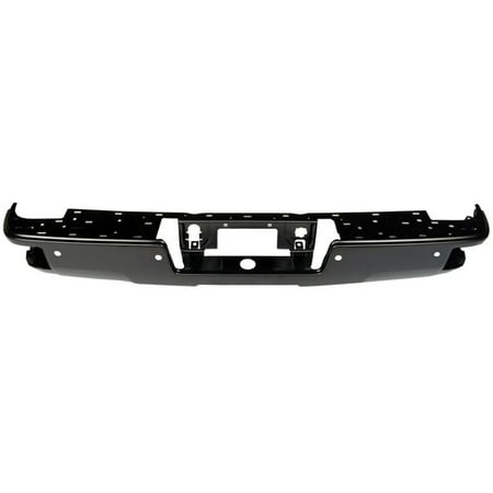 REAR STEP BUMPER FACE BAR; BLACK/PAINT TO MATCH; FOR USE WITH CORNER STEP; WITH PARK ASSIST SENSOR HOLES; MADE OF STEEL; [GM]