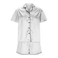 thumbnail image 5 of VISALY Womens Pajama Sets Silk Pajamas Lounge Sets Comfy Satin Pajamas Cooling Sleepwear Button Down Pajamas Short Sleeve Shirts Short Pajama Set for Women White Xxl, 5 of 7