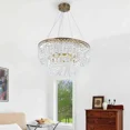 thumbnail image 2 of GMizon 24-inch modern luxury double-layer crystal chandelier, 3-tone light with LED bedroom chandelier, suitable for dining room and living room lighting fixtures (gold), 2 of 8