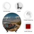 thumbnail image 4 of Zufioo Deserted Classic Car Landscape Print Bone China Decorative Plate, Ceramic Dinner Plate with Stand Ceramic Decoration Homewares-8in, 4 of 6