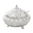 thumbnail image 2 of Azucarero de Metal, recipiente para condimentos, lata de sal, cuenco para dulces, 14x14cm con cuchara, tarro para granos de café para decoración de Plateado, 2 of 10