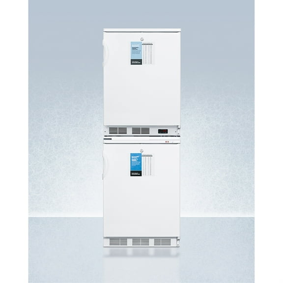 FF7LWPRO auto defrost all-refrigerator with digital controls stacked with -25C manual defrost VT65MLPRO all-freezer, both with factory-installed probe holes