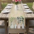 thumbnail image 4 of Farmhouse Botanical Table Runner - 48 Inch Long Bottles Plans Country Brown Wooden Grain Cotton and Linen Blended Dress Scarves Farmhouse Table Runner for Kitchen Dining, Coffee Table, 13" x 48", 4 of 8