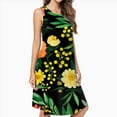 thumbnail image 2 of Black Background Vibrant Floral Print Spring Summer Dresses For Women Fashion Dress Casual Sleeveless Loose Sundress With Pockets, 2 of 4