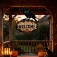 thumbnail image 3 of 2026 Halloween Party Supplies Halloween Witch Welcome Sign Wall Hanging Decor Vintage Flying Witch On Wooden Door Hanger With Pumpkin Star Halloween Front Door, 3 of 7