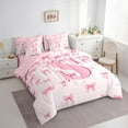 thumbnail image 3 of jejeloiu Personalized Gifts Bowtie Bedding Comforter Set 7 Pieces,Letter S Full Bedding Set,Pink Bow Bowknot Fitted Sheet Flat Sheet,Lightweight Room Decoration Reversible, 3 of 8
