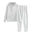 thumbnail image 2 of Girls Sweatsuits 2 Piece Outfits Comfort Hoodie and Sweatpants Set Kids Sweatsuit Sets Athletic Jogger Clothes Set Tracksuits,White 5-6 Years, 2 of 3