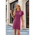 thumbnail image 5 of Womens Summer T Shirt Dress Casual Cap Sleeve Crewneck Loose Shift Mini Dresses Claret S, 5 of 7