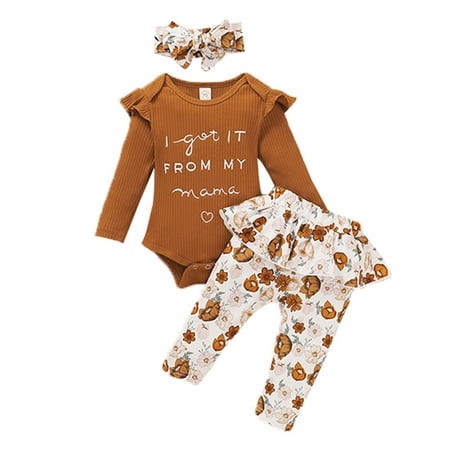

Emmababy Baby Girls Ruffle Fly Sleeve Romper+Floral Shorts+Headband Long Sleeve Outfits