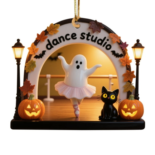 Uuiauoio Halloween Ghost Ornaments Spooky Cute Hanging Decor for Home Holiday Party Tree Decoration with Lantern and Black Cat Theme