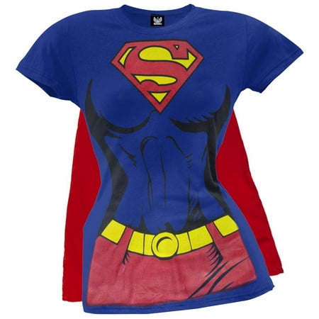 Supergirl - Logo Juniors Costume T-Shirt With Cape