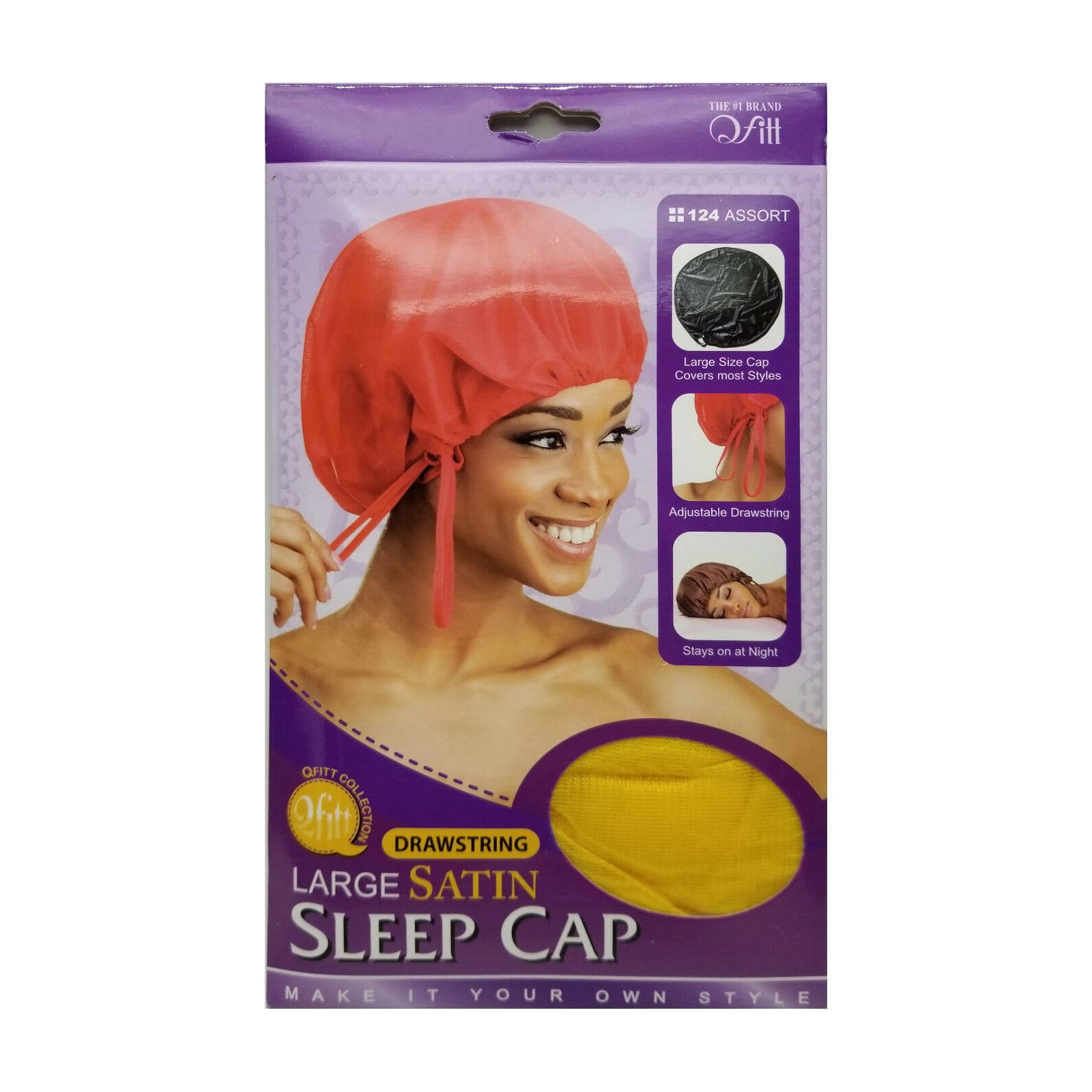 Qfitt Drawstring Large Satin Sleep Cap