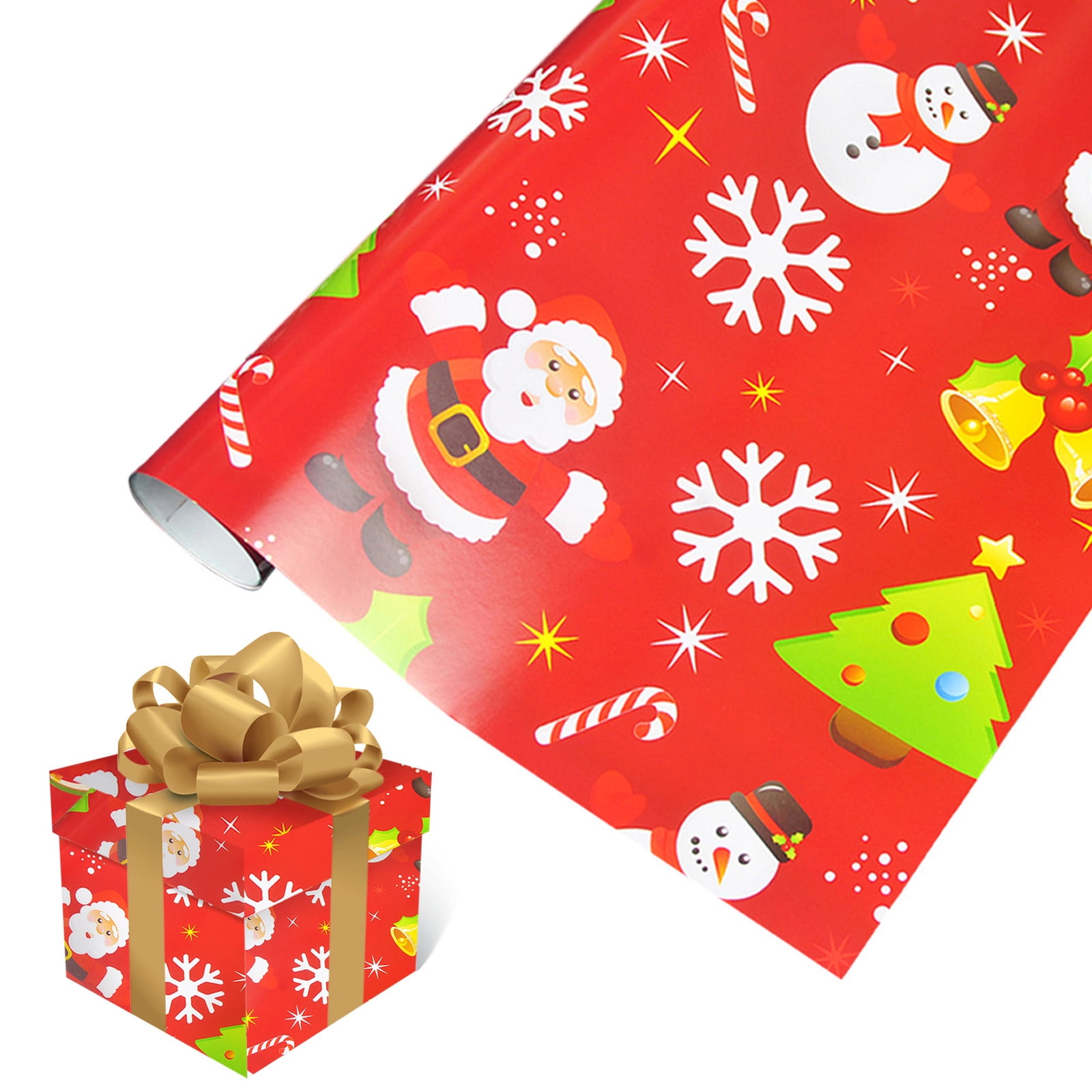 1PCs ( 70cmX50cm, 4.11 Square Feet)Single-sided Christmas Wrapping Paper,  Classic Santa Claus And Other Patterns Thick Wrapping Paper Christmas Bundle