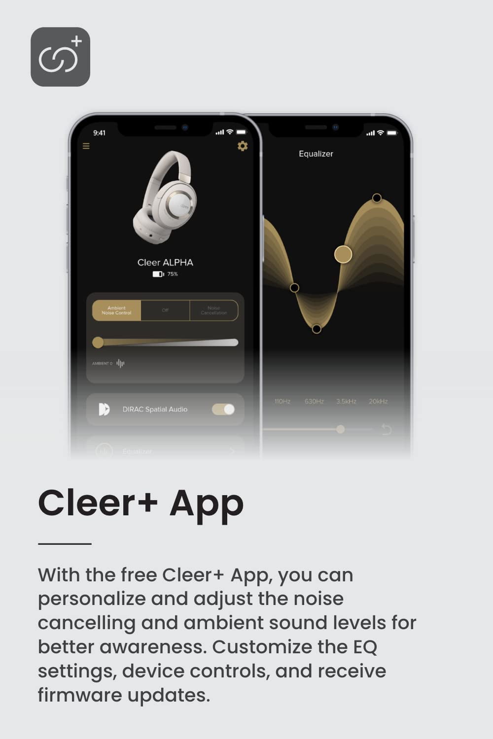 Cleer Audio ALPHA Over-Ear Adaptive ANC Noise-Canceling Bluetooth Headphones with Microphones - Stone